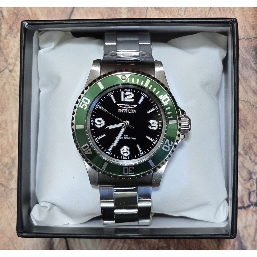 Invicta Specialty Rowan Men's Watch 40mm Black Dial Green Bezel Steel 49338 New